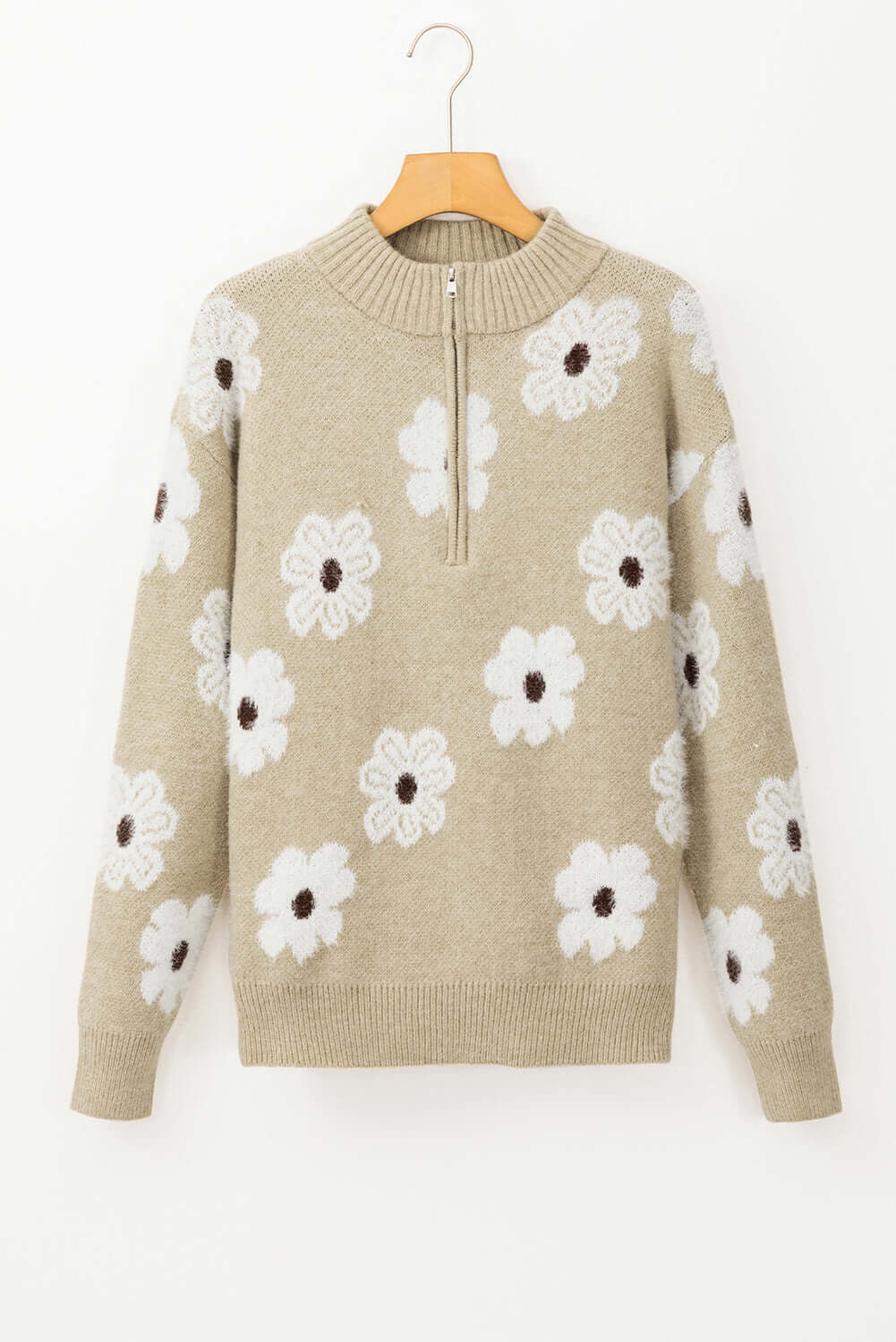 Floral Half Zip Sweater - Vibrant and Playful Knitwear