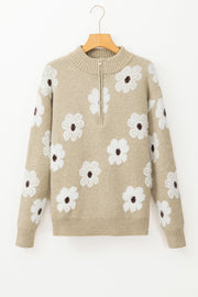 Maria Floral Half Zip Drop Shoulder Sweater-6