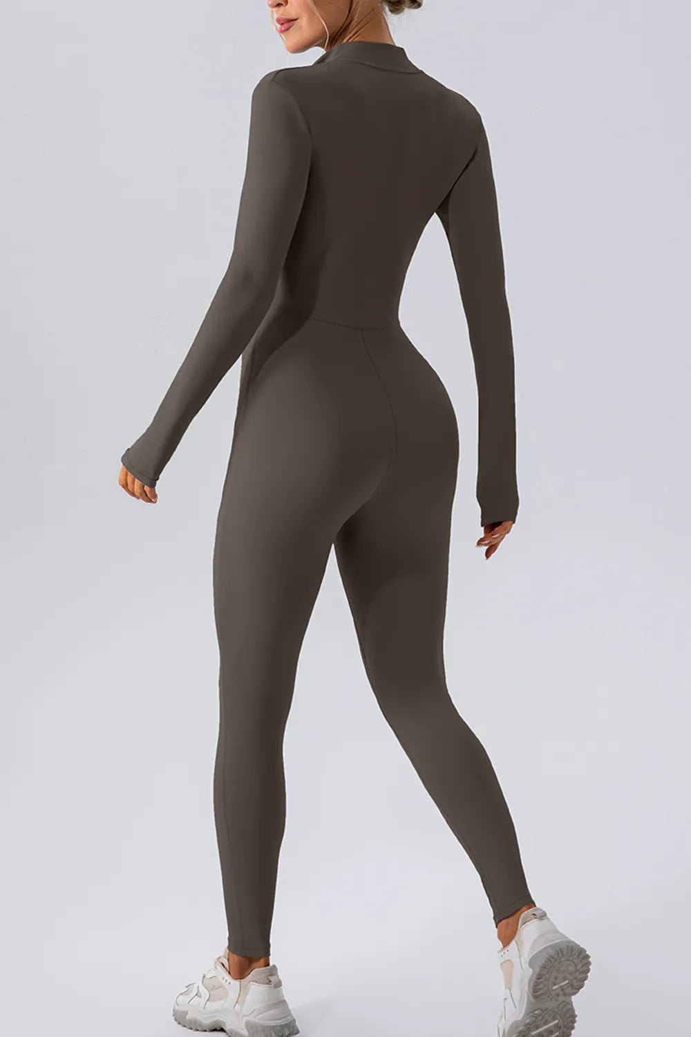 Half Zip Mock Neck Active Jumpsuit for Women