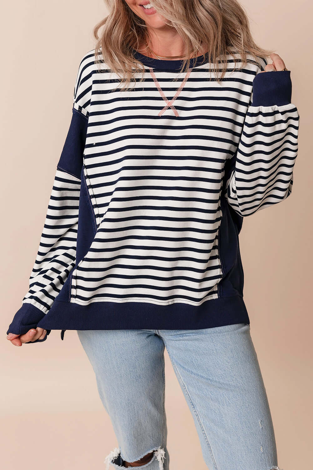 loose fit sweatshirt with exposed seams