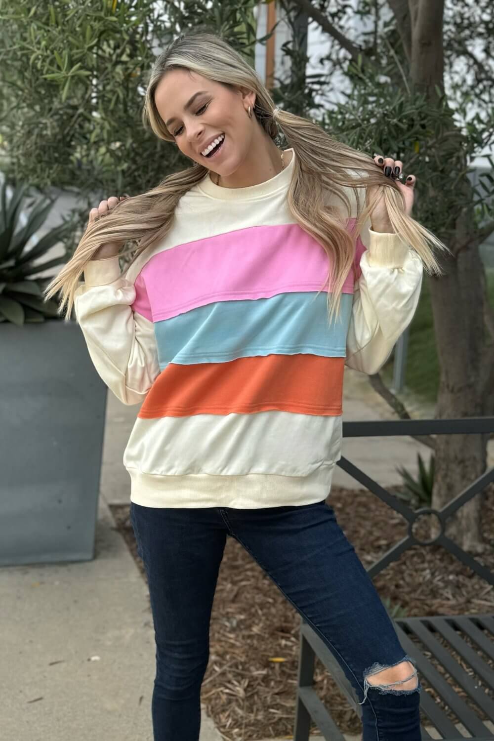 Colorblock Patchwork Sweatshirt for Women