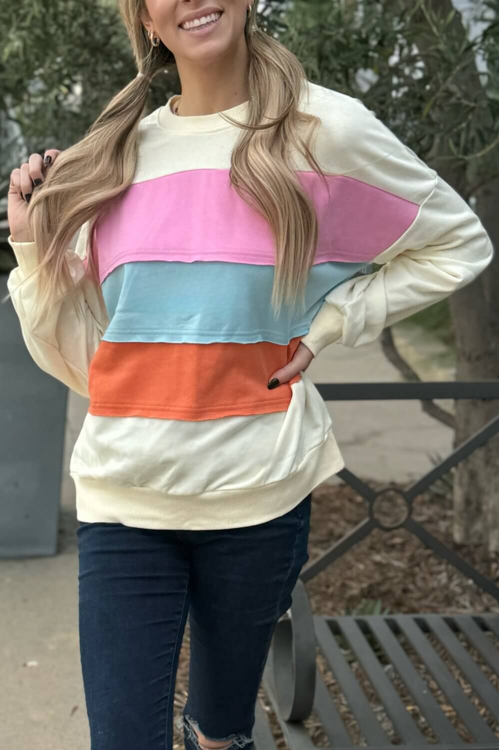 Colorblock Patchwork Sweatshirt for Women