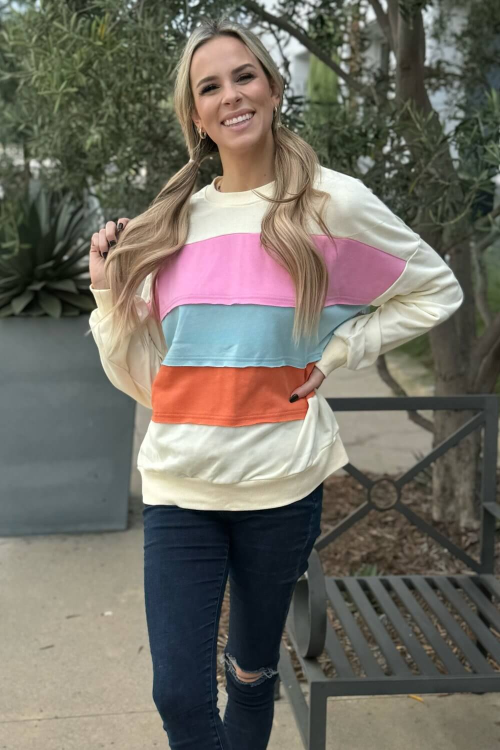Colorblock Patchwork Sweatshirt for Women