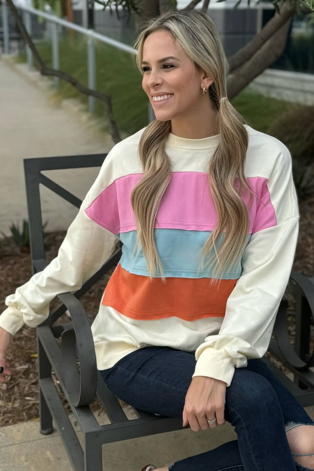 Colorblock Patchwork Sweatshirt for Women